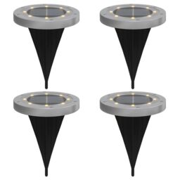 Berkfield Home Solar Ground Lights with Ground Spikes Outdoor 4 pcs Warm White in Black - thumbnail 2