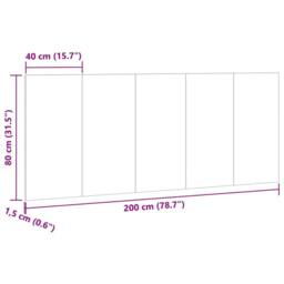 Berkfield Home Stylish Bed Headboard Old Wood 200x1.5x80 cm Engineered Wood in Brown - thumbnail 7