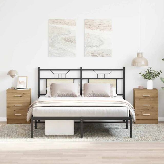 Berkfield Home Classic Bedside Cabinets 2 pcs Artisan Oak 38x35x55 cm Engineered Wood in Brown - Size: 38 x 35 x 55 cm - image 1