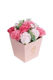 Living and Home Rose & Carnation Soap Flower Bouquet Gift Box Tabletop Decor - thumbnail 2