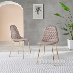 FurnitureboxUK Novara 100cm Round Black Leg Dining Table & 2 Corona Gold Chairs in Beige - thumbnail 8