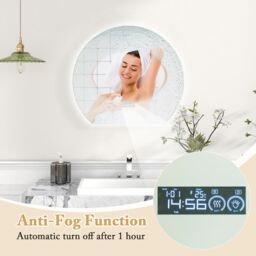 Gymax Bathroom Mirror LED Backlit Mirror With Touch Switch & 3-Color Lights in Silver - thumbnail 4