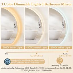 Gymax Bathroom Mirror LED Backlit Mirror With Touch Switch & 3-Color Lights in Silver - thumbnail 3