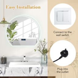 Gymax Bathroom Mirror LED Backlit Mirror With Touch Switch & 3-Color Lights in Silver - thumbnail 6