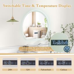 Gymax Bathroom Mirror LED Backlit Mirror With Touch Switch & 3-Color Lights in Silver - thumbnail 5
