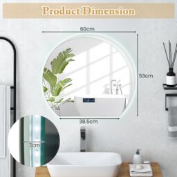 Gymax Bathroom Mirror LED Backlit Mirror With Touch Switch & 3-Color Lights in Silver - thumbnail 2