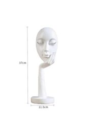 Living and Home 11.5cm Dia x 37cm H Abstract Art Resin Mask Ornaments Meditation Sculpture in White - Size: 11.5 cm Dia x 37 cm H - thumbnail 6