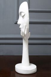 Living and Home 11.5cm Dia x 37cm H Abstract Art Resin Mask Ornaments Meditation Sculpture in White - Size: 11.5 cm Dia x 37 cm H - thumbnail 4