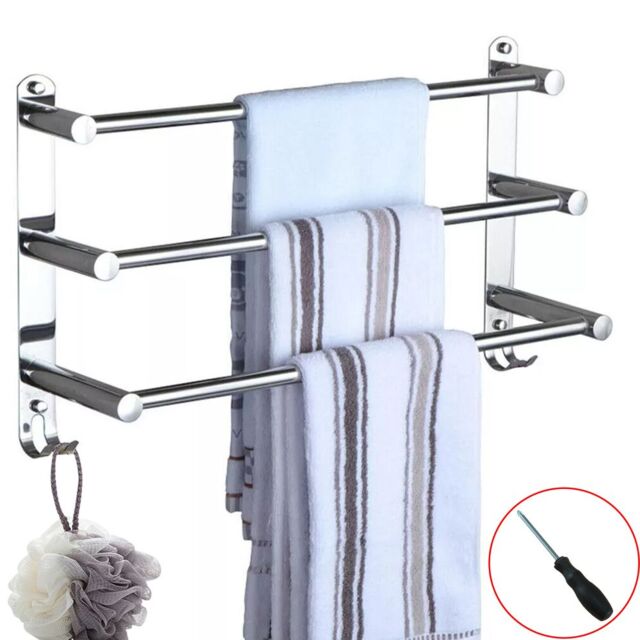 SPETLEK Wall Mounted Towel Rail 3 Tier Chrome Kitchen Towel UK in Silver - image 1