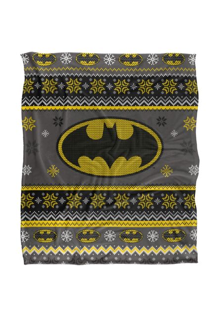 Batman Blanket, 152x127 cm Ugly Christmas Sweater Logo Silky Touch Super Soft Throw Blanket in White - image 1