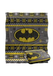 Batman Blanket, 152x127 cm Ugly Christmas Sweater Logo Silky Touch Super Soft Throw Blanket in White - thumbnail 2