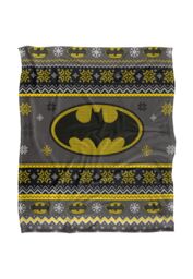 Batman Blanket, 152x127 cm Ugly Christmas Sweater Logo Silky Touch Super Soft Throw Blanket in White - thumbnail 1