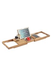 Showerdrape Brooklyn Extendable Bamboo Bath Tray in Brown - thumbnail 2