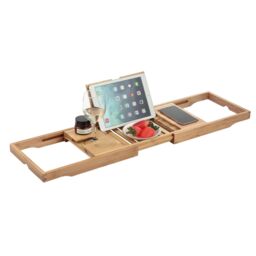 Showerdrape Brooklyn Extendable Bamboo Bath Tray in Brown - thumbnail 3