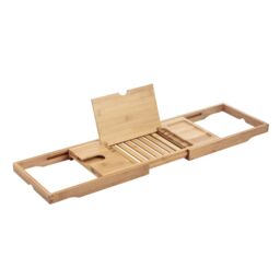 Showerdrape Brooklyn Extendable Bamboo Bath Tray in Brown - thumbnail 4