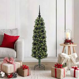 Berkfield Home Stunning Artificial Christmas Tree with 150 LEDs with Stand Green - thumbnail 2