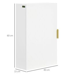 Kleankin Bathroom Wall Cabinet Over Toilet Storage Cupboard with Door in White - thumbnail 3