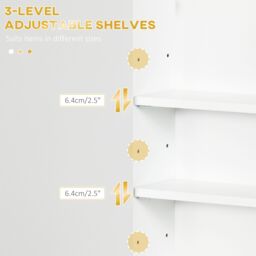 Kleankin Bathroom Wall Cabinet Over Toilet Storage Cupboard with Door in White - thumbnail 6
