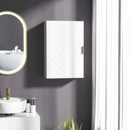 Kleankin Bathroom Wall Cabinet Over Toilet Storage Cupboard with Door in White