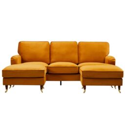 Artemis Home Woodbury 218cm Wide U-Shaped Velvet Fabric Corner Sofa in Orange - thumbnail 2