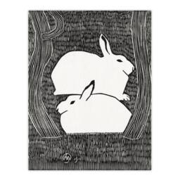 Artery8 Samuel J De Mesquita Framed Wall Art Print Two Stylised Snow Hares in Black - Size: A4 - thumbnail 3