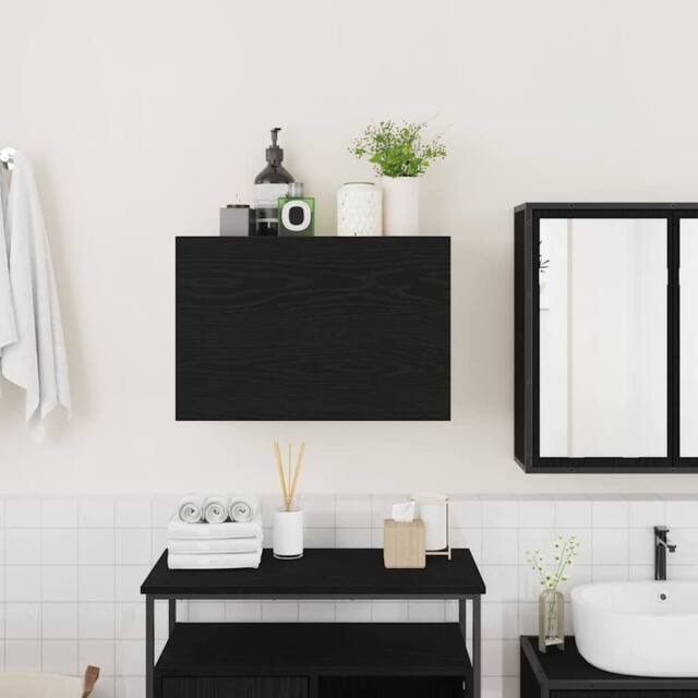 Berkfield Home Decorative Bathroom Wall Cabinet Black 60x25x40 cm Engineered Wood - Size: 60 x 25 x 40 cm - image 1