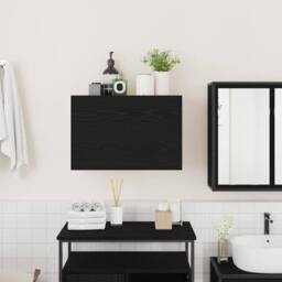 Berkfield Home Decorative Bathroom Wall Cabinet Black 60x25x40 cm Engineered Wood - Size: 60 x 25 x 40 cm - thumbnail 1