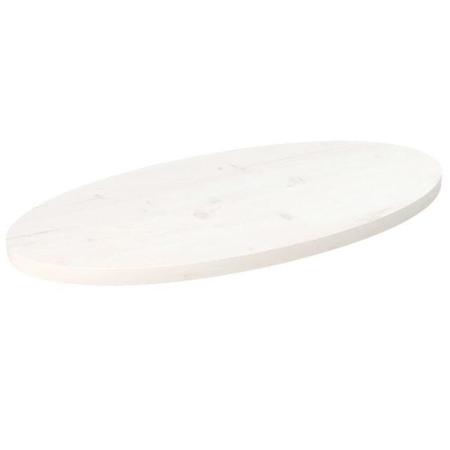 Berkfield Home Table Top White 80x40x2.5 cm Solid Wood Pine Oval - image 1
