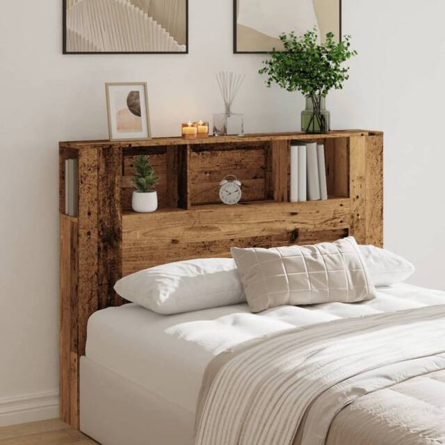 Berkfield Home Headboard Cabinet Old Wood 140x18.5x102.5 cm Engineered Wood in Brown - image 1