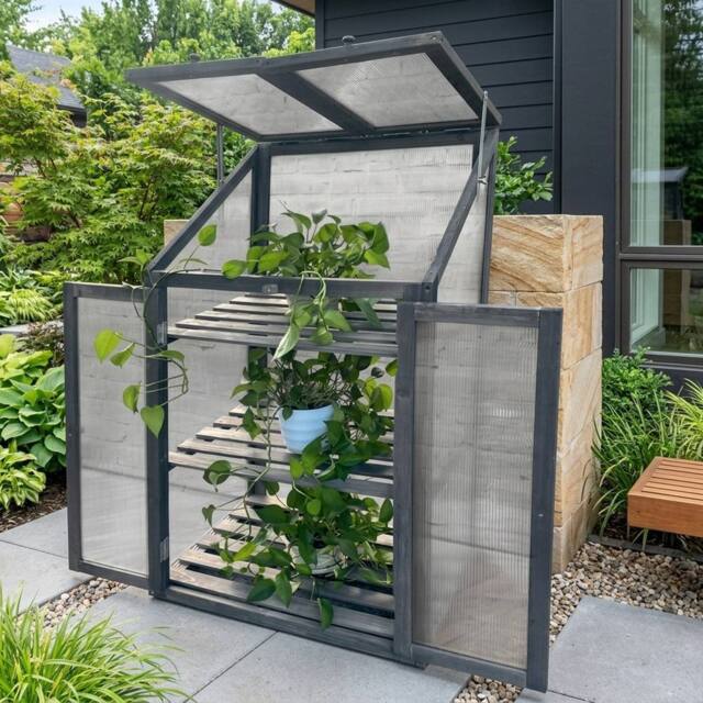 Garden Greatness Lunaria Attractive Wooden Greenhouse in Green - Size: 1 Pack - image 1