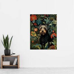 Artery8 Border Terrier Dog On Elegant Wildflower Floral Backdrop William Morris Style Pattern Artwork Extra Large XL Unframed Wall Art Poster Print - thumbnail 4