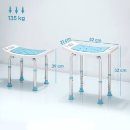STILVORA Adjustable Shower Stool with Aluminium Frame in Turquoise - thumbnail 4