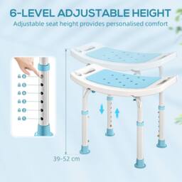 STILVORA Adjustable Shower Stool with Aluminium Frame in Turquoise - thumbnail 7
