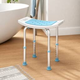 STILVORA Adjustable Shower Stool with Aluminium Frame in Turquoise - thumbnail 1
