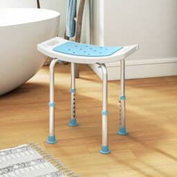 STILVORA Adjustable Shower Stool with Aluminium Frame in Turquoise - thumbnail 2