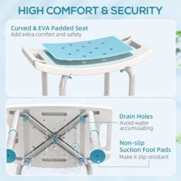 STILVORA Adjustable Shower Stool with Aluminium Frame in Turquoise - thumbnail 6