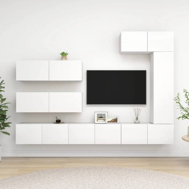 Berkfield Home 7 Piece TV Cabinet Set White Engineered Wood - image 1