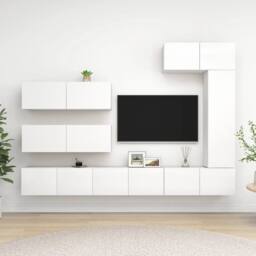 Berkfield Home 7 Piece TV Cabinet Set White Engineered Wood - thumbnail 1