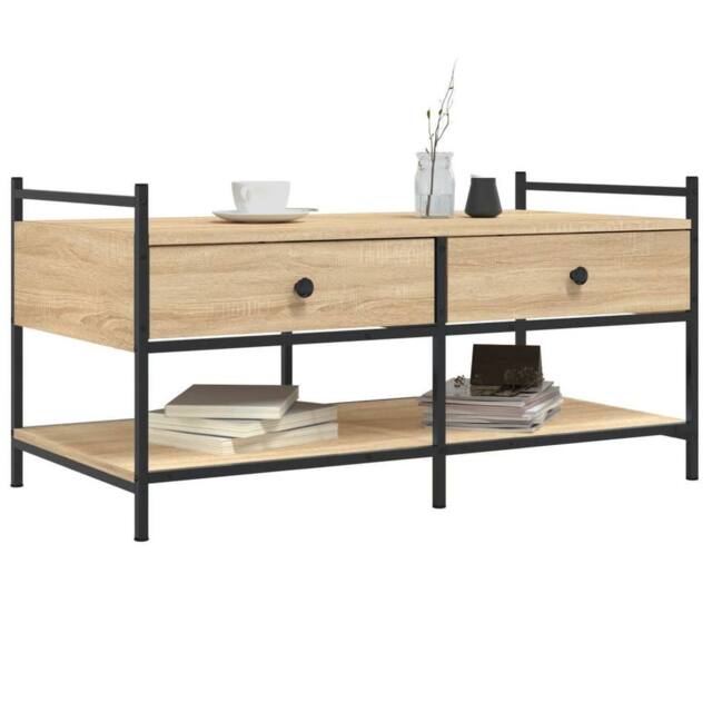 Berkfield Home Decorative Coffee Table Sonoma Oak 99x50x50 cm Engineered Wood in Light Tan - Size: 99 x 50 x 50 cm - image 1