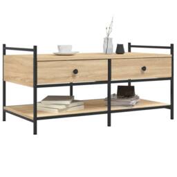 Berkfield Home Decorative Coffee Table Sonoma Oak 99x50x50 cm Engineered Wood in Light Tan - Size: 99 x 50 x 50 cm - thumbnail 1