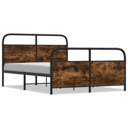 Berkfield Home Metal Bed Frame without Mattress Smoked Oak 140x190 cm in Brown - thumbnail 3