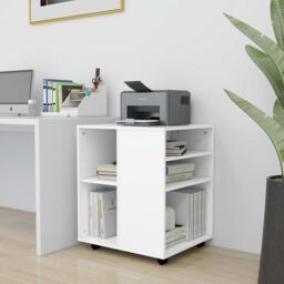 Berkfield Home Rolling Cabinet White 60x53x72 cm Engineered Wood - Size: 60 x 53 x 72 cm - thumbnail 3