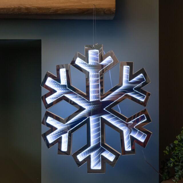 Samuel Alexander 40cm LED Infinity Christmas Light Hanging Snowflake Decoration in Bright White - image 1