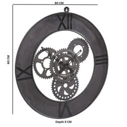 IH Design Large Industrial Style Clock Factory Metal in Grey - thumbnail 3