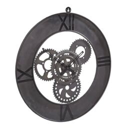 IH Design Large Industrial Style Clock Factory Metal in Grey - thumbnail 2