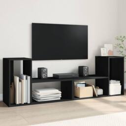 Berkfield Home TV Cabinets 2 pcs Black 75x30x50 cm Engineered Wood - Size: 75 x 30 x 50 cm - thumbnail 2