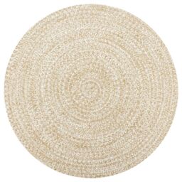 Berkfield Home Handmade Rug Jute White & Natural 120 cm - Size: 100 cm diameter - thumbnail 1