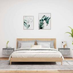 Berkfield Home Wall-mounted Bedside Cabinets with LED Lights 2 pcs Concrete Grey - thumbnail 3