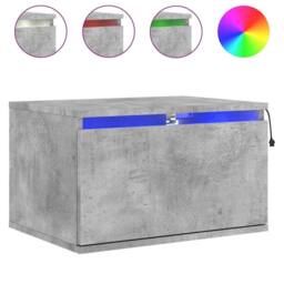 Berkfield Home Wall-mounted Bedside Cabinets with LED Lights 2 pcs Concrete Grey - thumbnail 5
