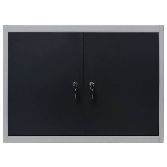 Berkfield Home Wall Mounted Tool Cabinet Industrial Style Metal Grey & Black - image 1